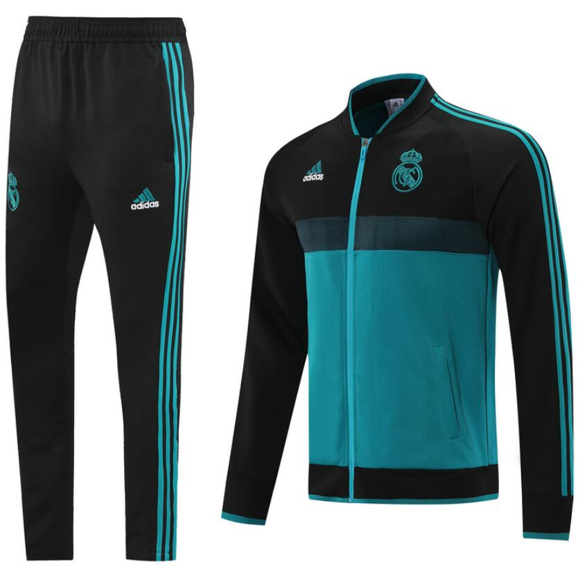 2021/22 Real Madrid Black Green Training Jacket Kits with Trousers